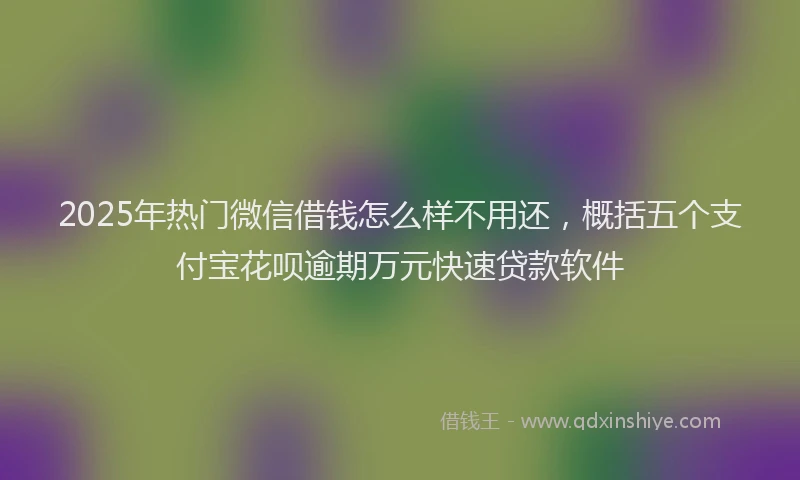 2025年热门微信借钱怎么样不用还，概括五个支付宝花呗逾期万元快速贷款软件