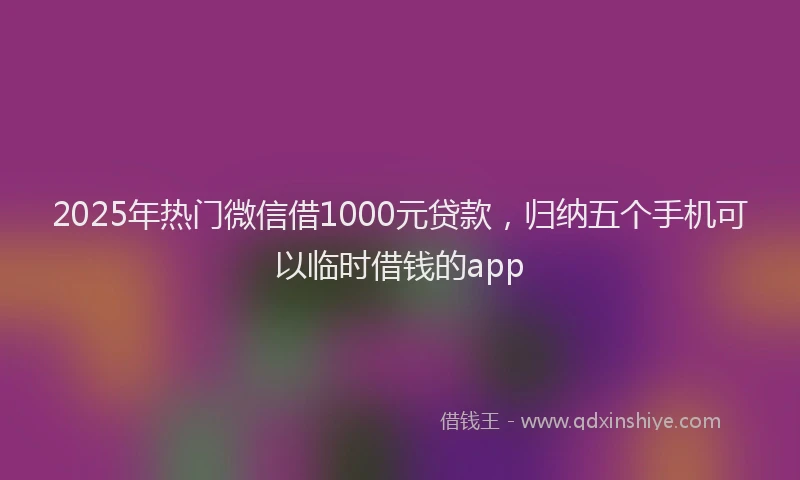 2025年热门微信借1000元贷款，归纳五个手机可以临时借钱的app