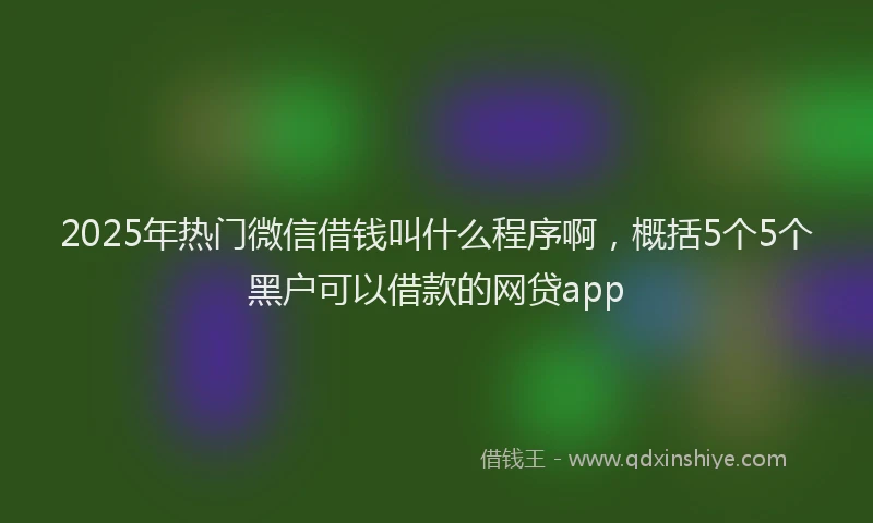 2025年热门微信借钱叫什么程序啊，概括5个5个黑户可以借款的网贷app