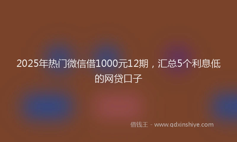 2025年热门微信借1000元12期，汇总5个利息低的网贷口子