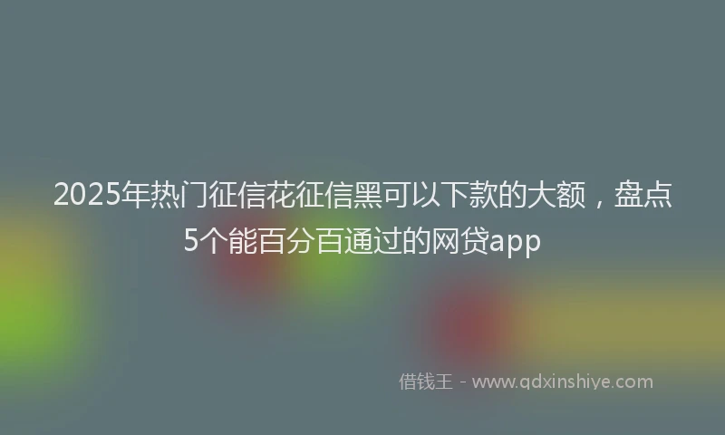 2025年热门征信花征信黑可以下款的大额，盘点5个能百分百通过的网贷app