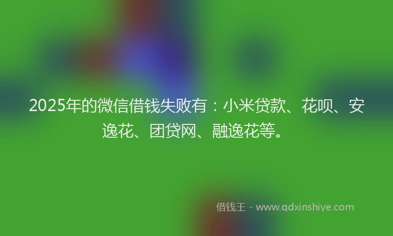 2025年的微信借钱失败有：小米贷款、花呗、安逸花、团贷网、融逸花等。