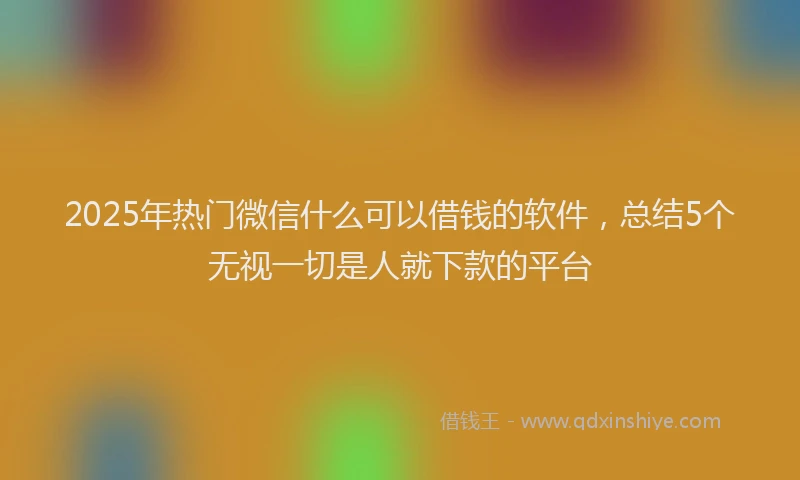 2025年热门微信什么可以借钱的软件，总结5个无视一切是人就下款的平台