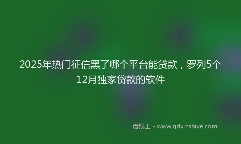 2025年热门征信黑了哪个平台能贷款，罗列5个12月独家贷款的软件