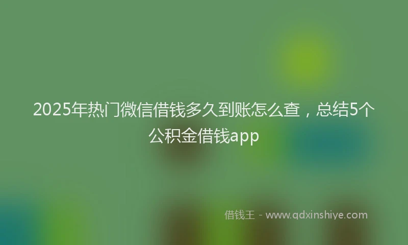2025年热门微信借钱多久到账怎么查，总结5个公积金借钱app