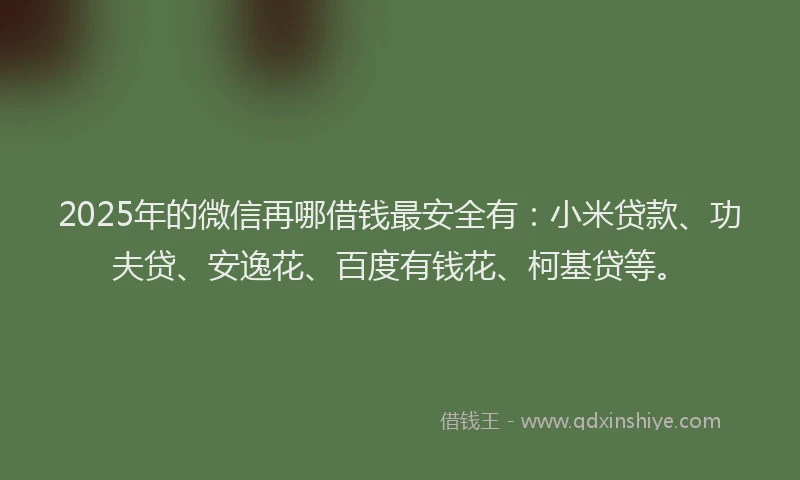 2025年的微信再哪借钱最安全有：小米贷款、功夫贷、安逸花、百度有钱花、柯基贷等。