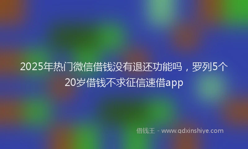 2025年热门微信借钱没有退还功能吗，罗列5个20岁借钱不求征信速借app