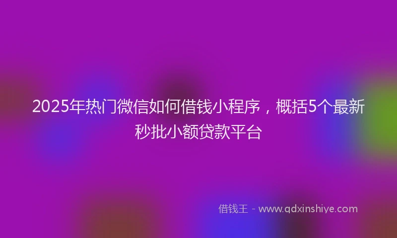 2025年热门微信如何借钱小程序，概括5个最新秒批小额贷款平台