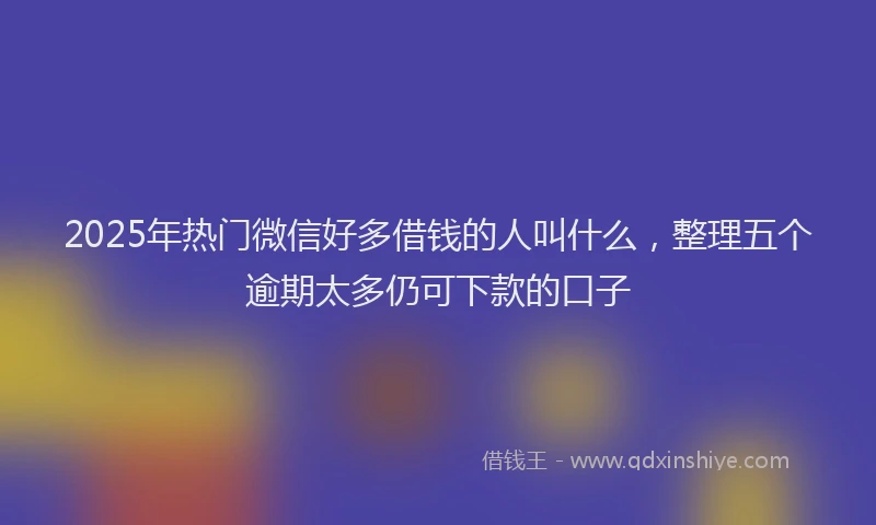 2025年热门微信好多借钱的人叫什么，整理五个逾期太多仍可下款的口子