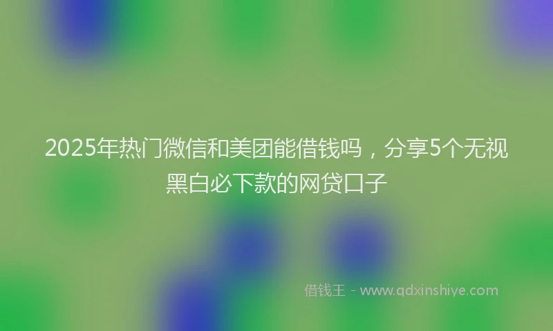 2025年热门微信和美团能借钱吗，分享5个无视黑白必下款的网贷口子