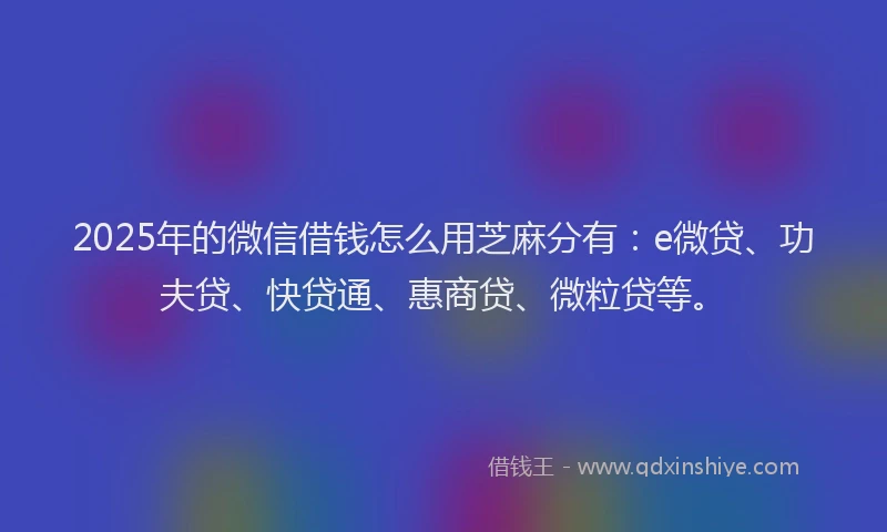 2025年的微信借钱怎么用芝麻分有：e微贷、功夫贷、快贷通、惠商贷、微粒贷等。