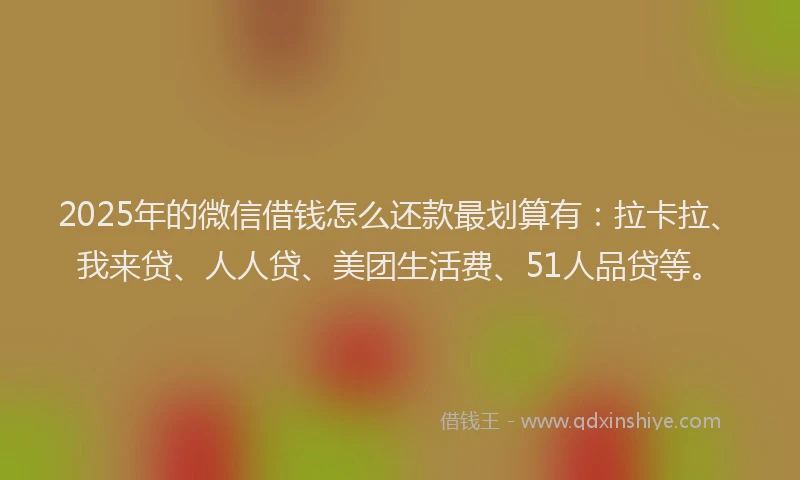2025年的微信借钱怎么还款最划算有：拉卡拉、我来贷、人人贷、美团生活费、51人品贷等。