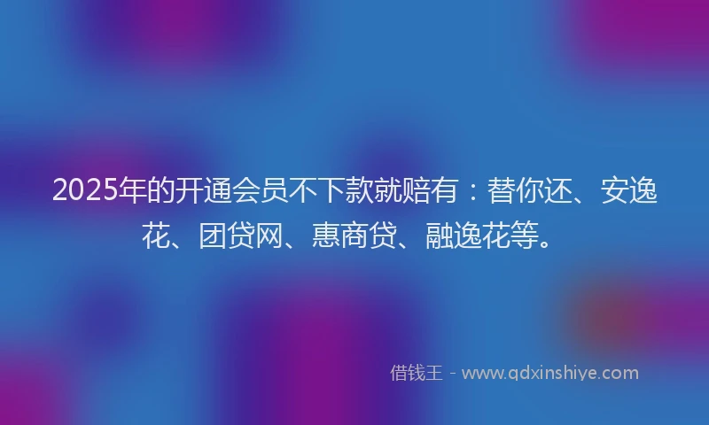 2025年的开通会员不下款就赔有：替你还、安逸花、团贷网、惠商贷、融逸花等。