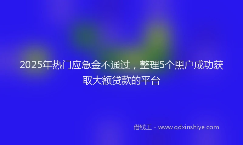 2025年热门应急金不通过，整理5个黑户成功获取大额贷款的平台