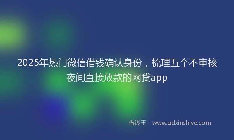 2025年热门微信借钱确认身份，梳理五个不审核夜间直接放款的网贷app