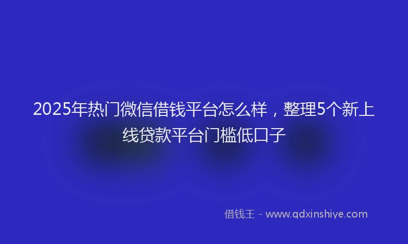 2025年热门微信借钱平台怎么样，整理5个新上线贷款平台门槛低口子