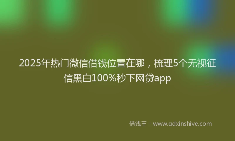 2025年热门微信借钱位置在哪，梳理5个无视征信黑白100%秒下网贷app