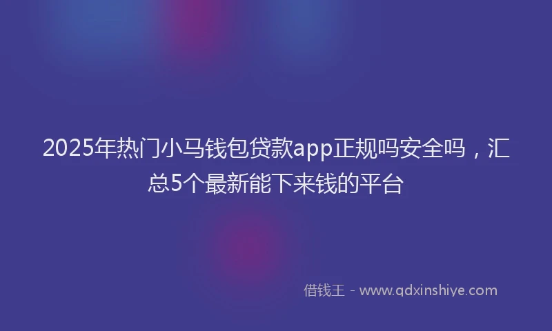 2025年热门小马钱包贷款app正规吗安全吗，汇总5个最新能下来钱的平台