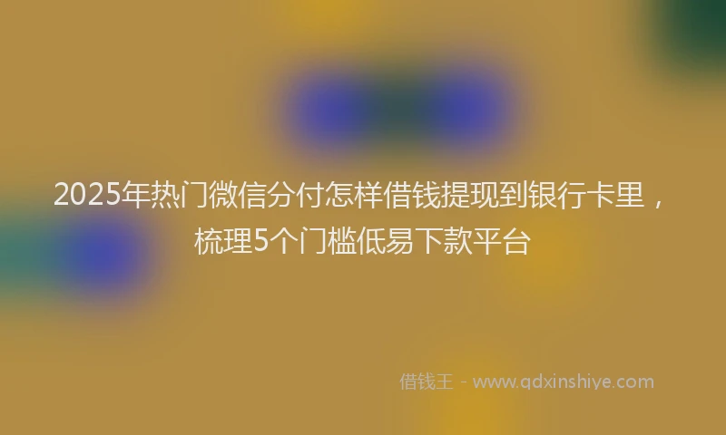 2025年热门微信分付怎样借钱提现到银行卡里，梳理5个门槛低易下款平台