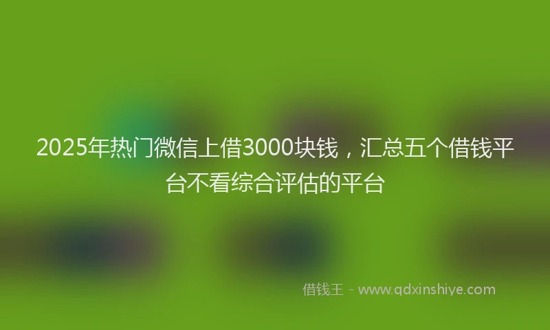 2025年热门微信上借3000块钱，汇总五个借钱平台不看综合评估的平台
