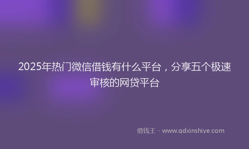2025年热门微信借钱有什么平台，分享五个极速审核的网贷平台