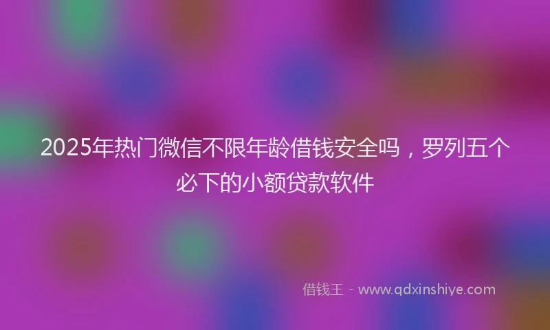 2025年热门微信不限年龄借钱安全吗，罗列五个必下的小额贷款软件