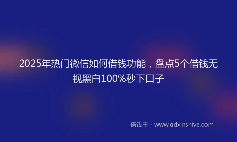 2025年热门微信如何借钱功能，盘点5个借钱无视黑白100%秒下口子