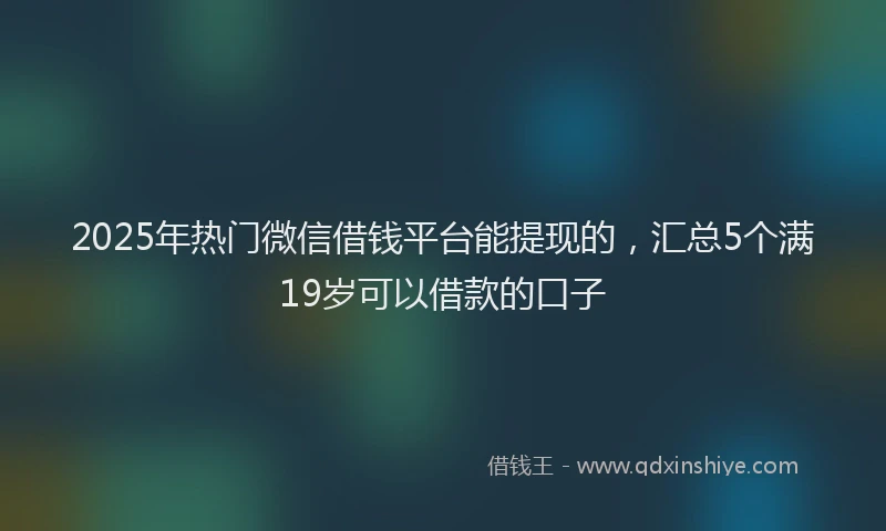 2025年热门微信借钱平台能提现的，汇总5个满19岁可以借款的口子