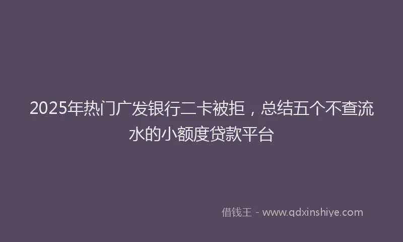 2025年热门广发银行二卡被拒，总结五个不查流水的小额度贷款平台