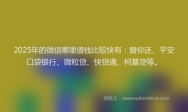 2025年的微信哪里借钱比较快有：替你还、平安口袋银行、微粒贷、快贷通、柯基贷等。