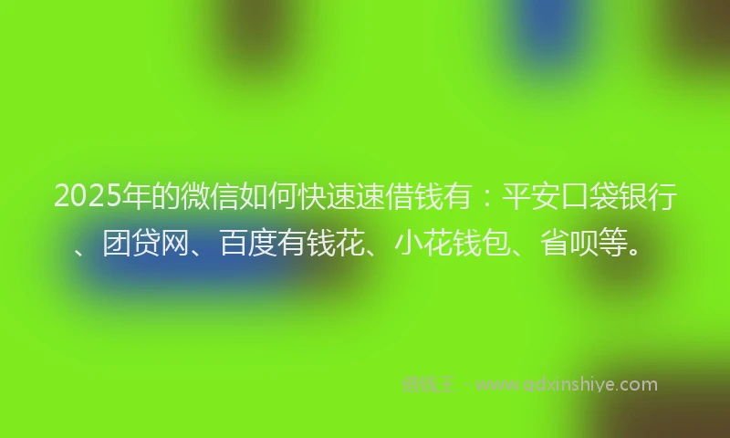 2025年的微信如何快速速借钱有：平安口袋银行、团贷网、百度有钱花、小花钱包、省呗等。