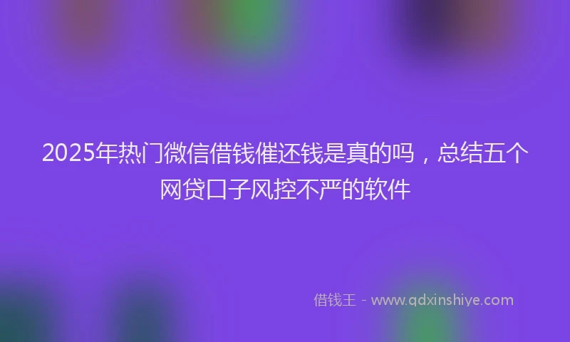 2025年热门微信借钱催还钱是真的吗，总结五个网贷口子风控不严的软件
