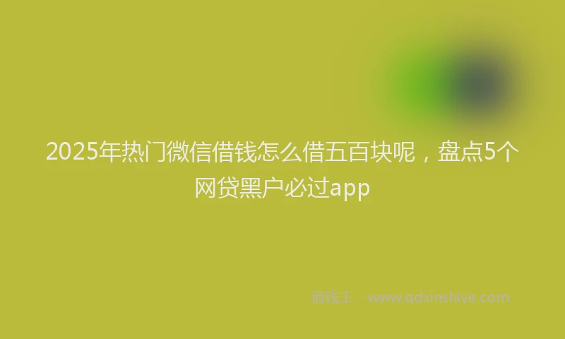 2025年热门微信借钱怎么借五百块呢，盘点5个网贷黑户必过app