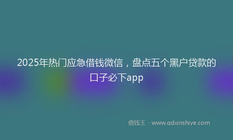 2025年热门应急借钱微信，盘点五个黑户贷款的口子必下app