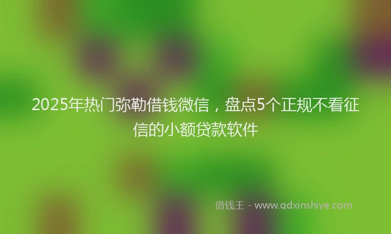 2025年热门弥勒借钱微信，盘点5个正规不看征信的小额贷款软件