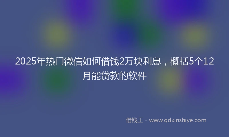 2025年热门微信如何借钱2万块利息，概括5个12月能贷款的软件