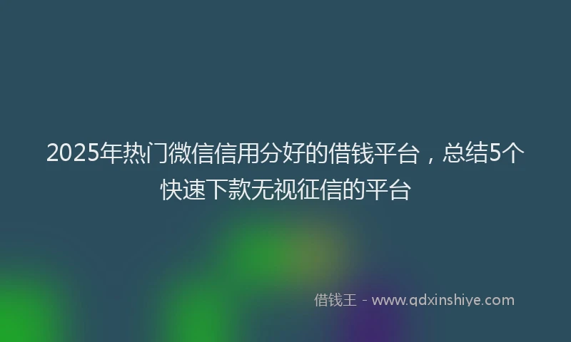 2025年热门微信信用分好的借钱平台，总结5个快速下款无视征信的平台