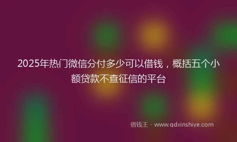 2025年热门微信分付多少可以借钱，概括五个小额贷款不查征信的平台
