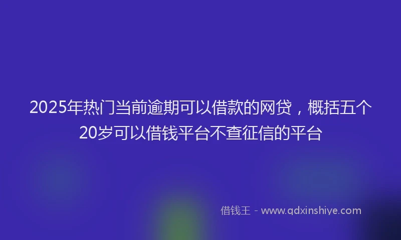 2025年热门当前逾期可以借款的网贷，概括五个20岁可以借钱平台不查征信的平台