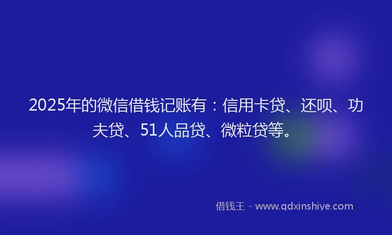 2025年的微信借钱记账有：信用卡贷、还呗、功夫贷、51人品贷、微粒贷等。