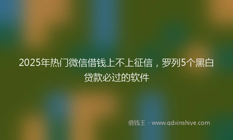 2025年热门微信借钱上不上征信，罗列5个黑白贷款必过的软件