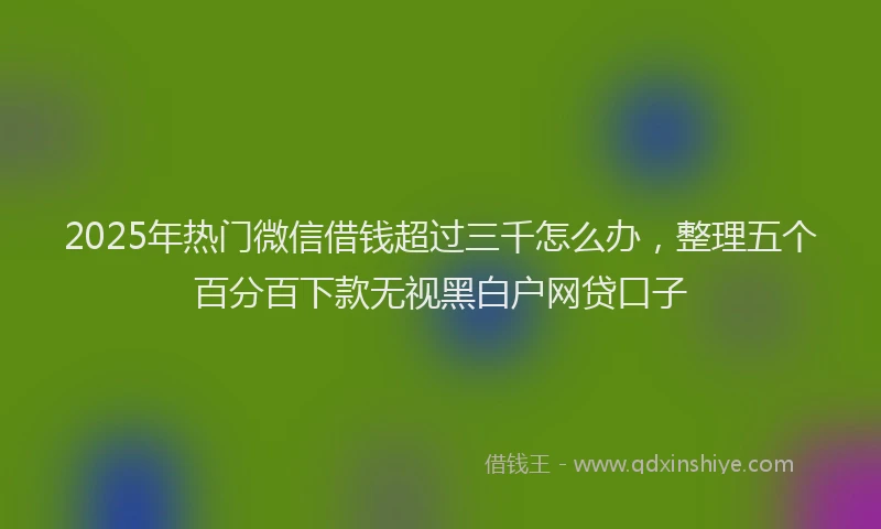 2025年热门微信借钱超过三千怎么办，整理五个百分百下款无视黑白户网贷口子