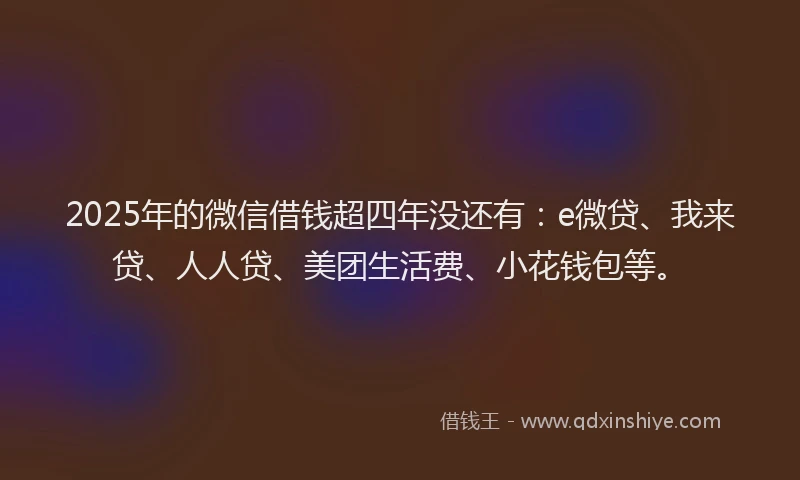 2025年的微信借钱超四年没还有：e微贷、我来贷、人人贷、美团生活费、小花钱包等。