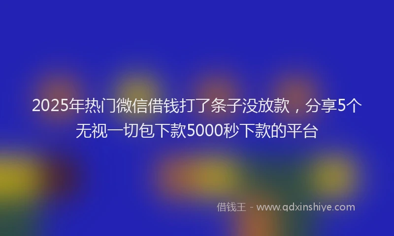 2025年热门微信借钱打了条子没放款，分享5个无视一切包下款5000秒下款的平台