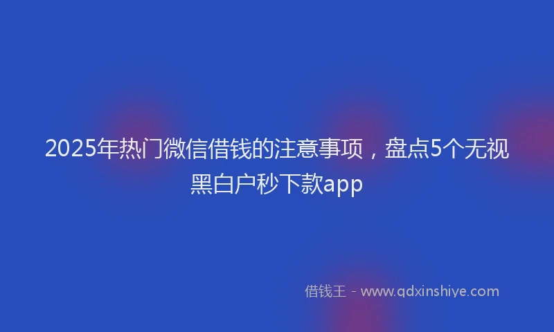 2025年热门微信借钱的注意事项，盘点5个无视黑白户秒下款app