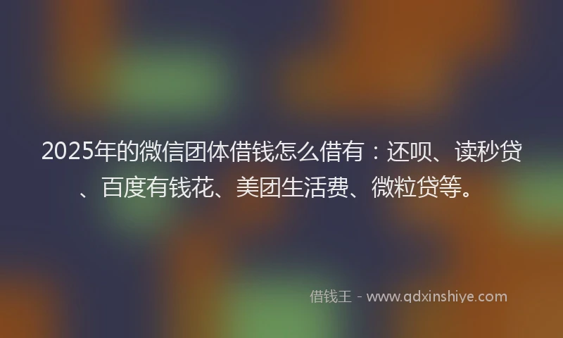 2025年的微信团体借钱怎么借有：还呗、读秒贷、百度有钱花、美团生活费、微粒贷等。