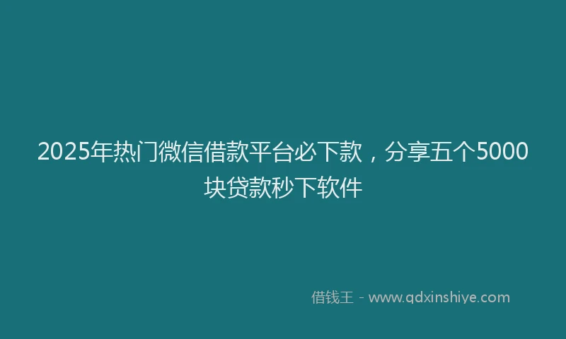 2025年热门微信借款平台必下款，分享五个5000块贷款秒下软件