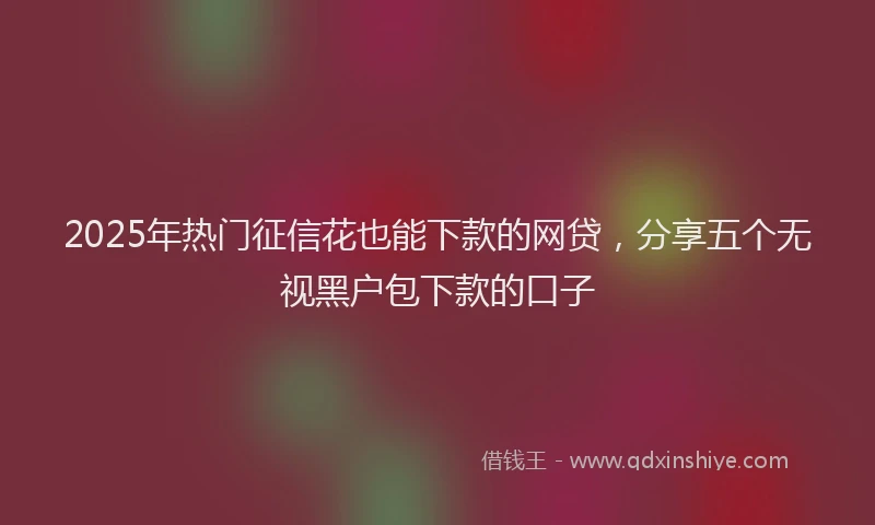 2025年热门征信花也能下款的网贷，分享五个无视黑户包下款的口子