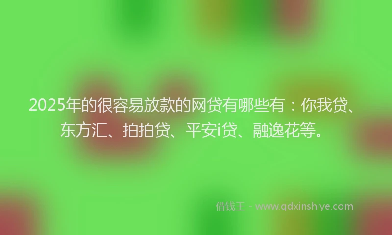 2025年的很容易放款的网贷有哪些有：你我贷、东方汇、拍拍贷、平安i贷、融逸花等。