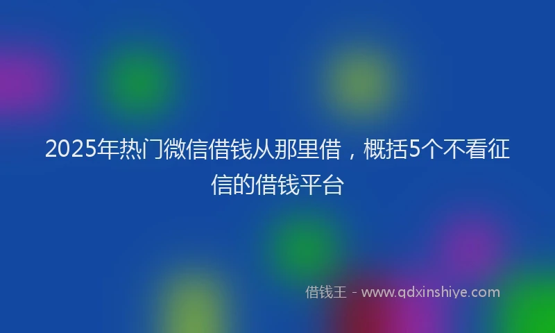 2025年热门微信借钱从那里借，概括5个不看征信的借钱平台